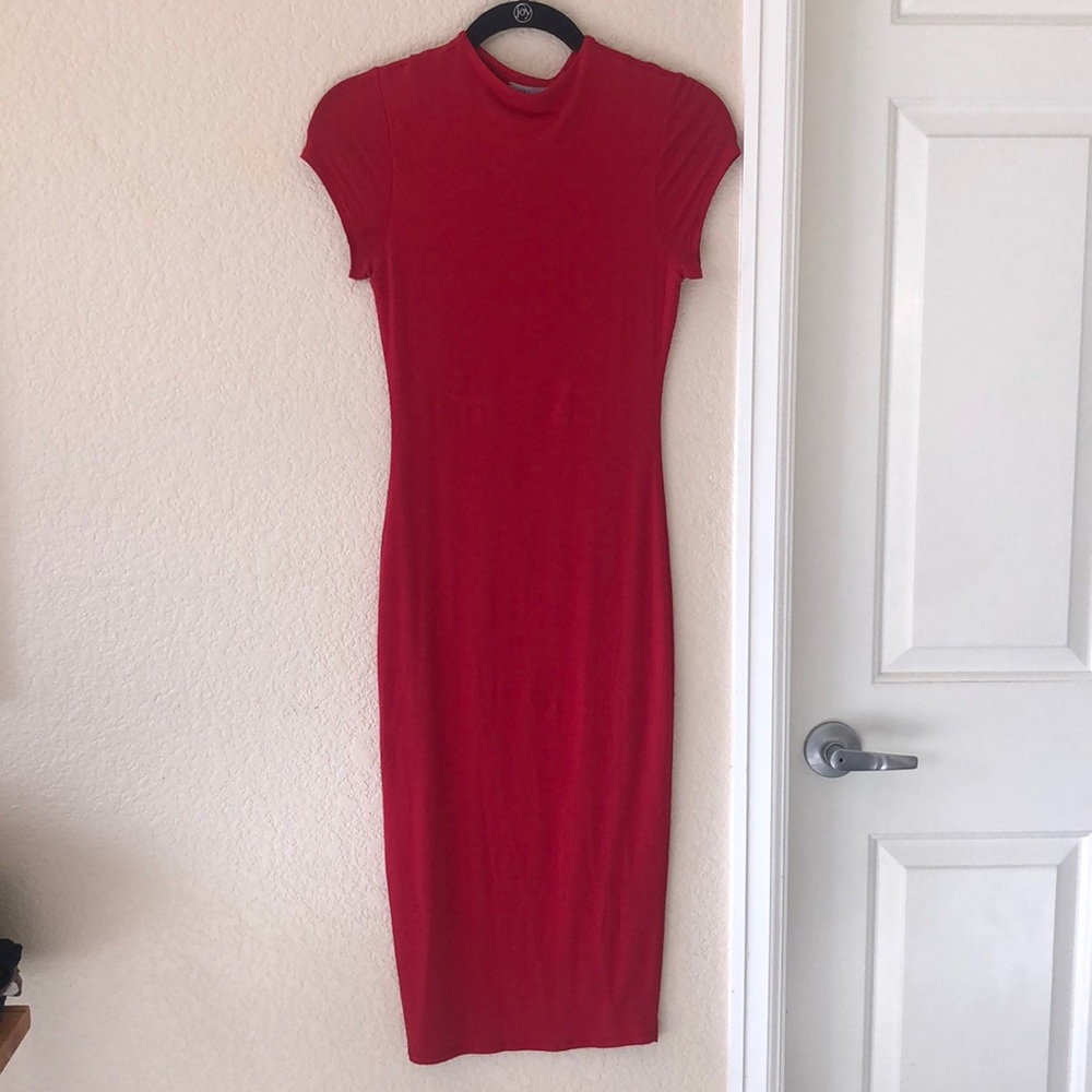 Red midi dress